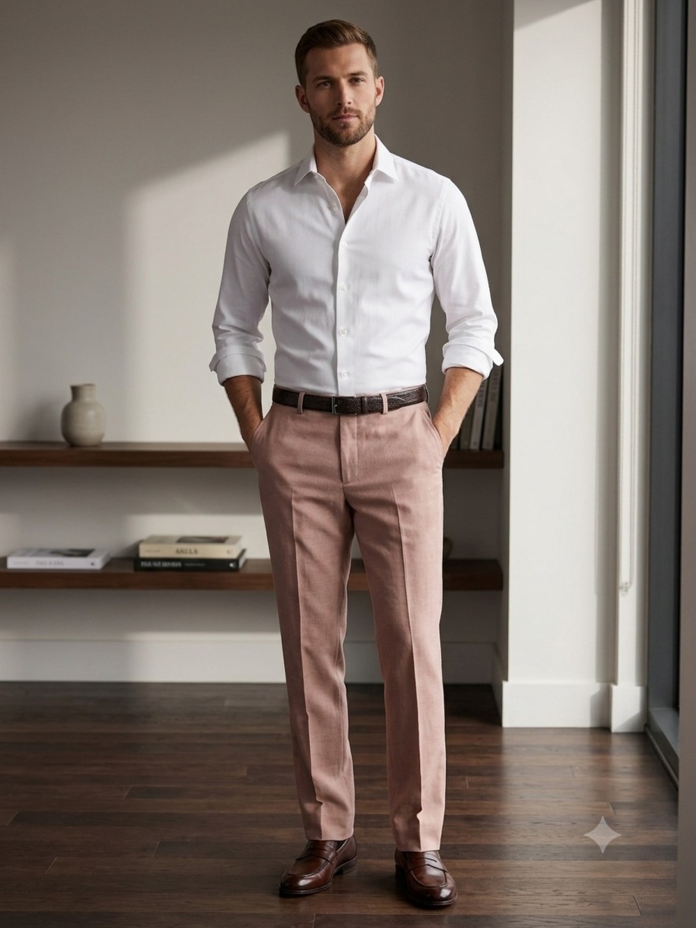 Perry Ellis Men's Chinos in Blush Pink